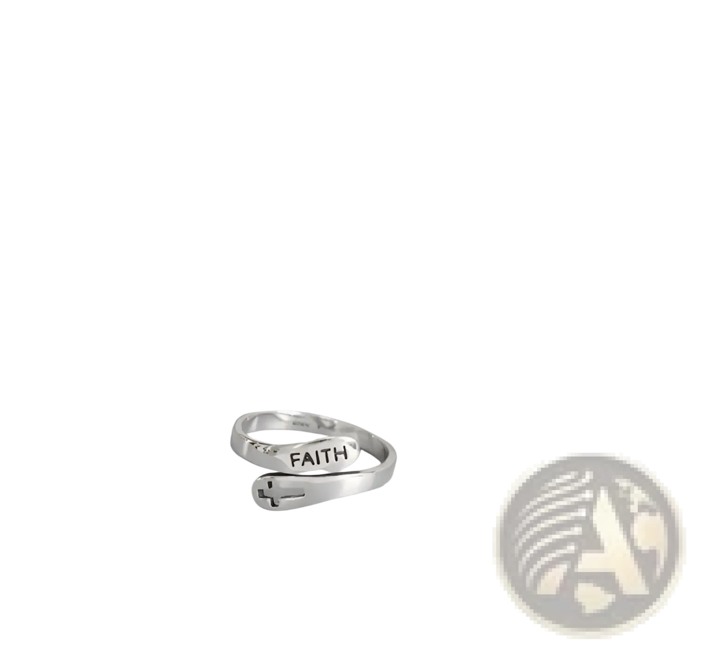 Silver Faith Cross Wrap Ring with Adjustable Band