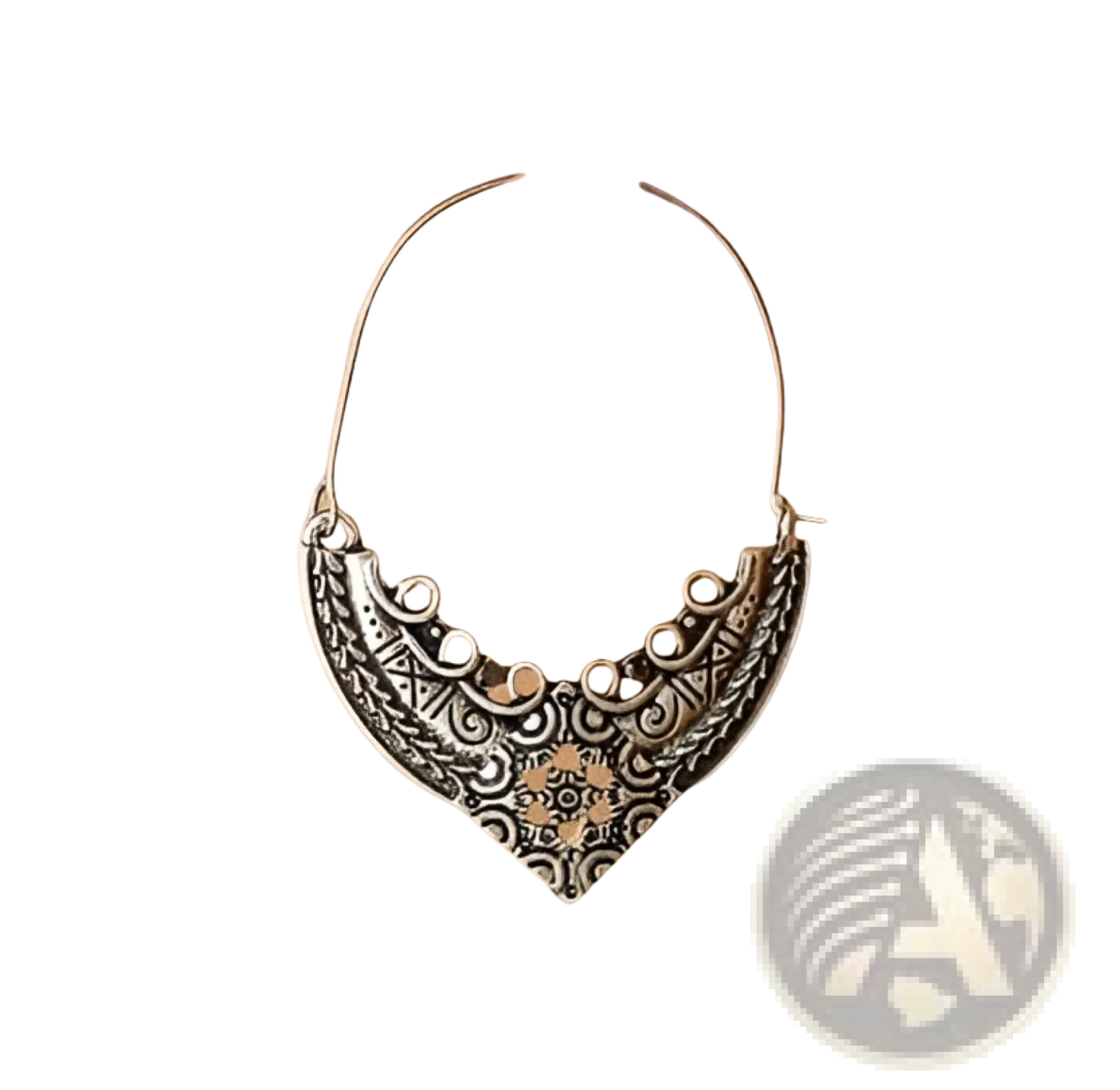 Silver Filigree Mandala Crescent Hoop Earrings