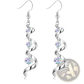 Silver Spiral Crystal Teardrop Dangle Earrings