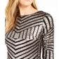R&M Richards Women's Sequined Zippered 3/4 Sleeve Jewel Neck Short Sheath Cocktail Dress Gray Size 18
