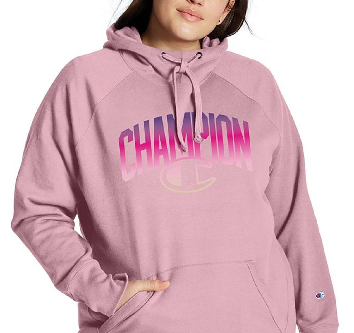 Champion Women's Powerblend Graphic Hoodie Purple Size 1X