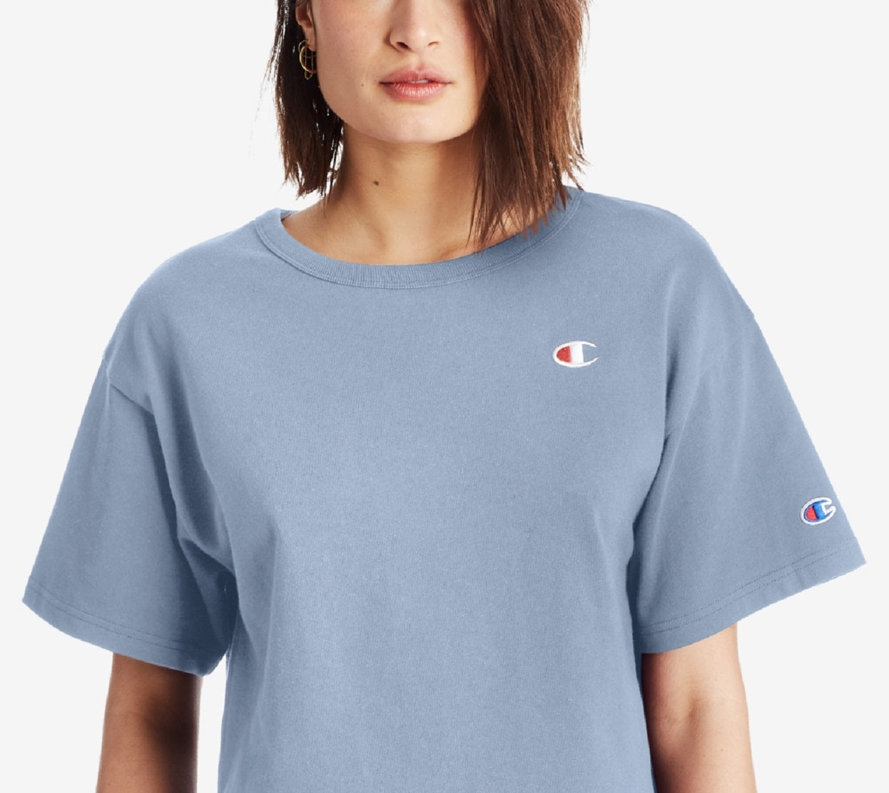 Champion Womens Fitness T-Shirt Crop Top Blue Size X-Large