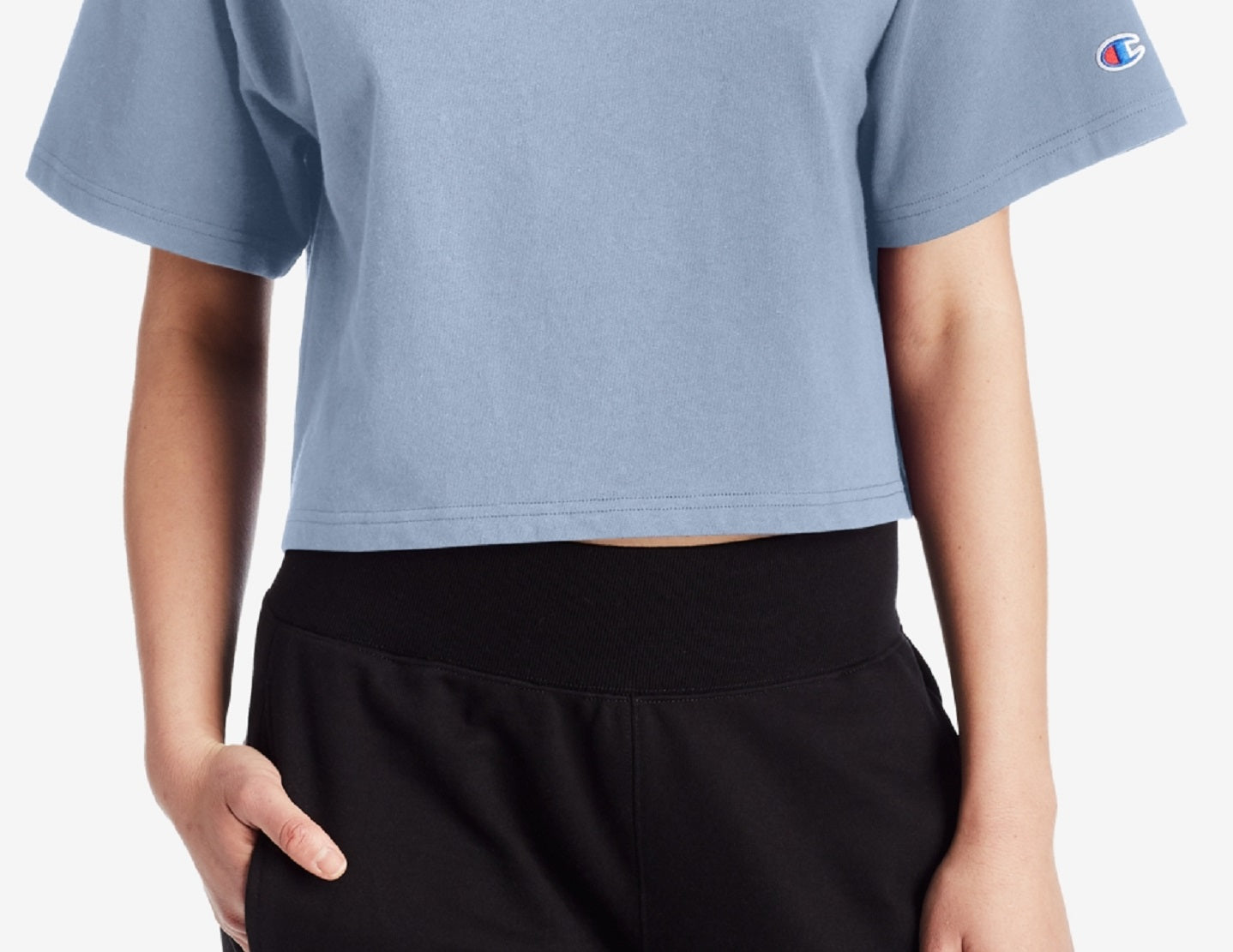 Champion Womens Fitness T-Shirt Crop Top Blue Size X-Large