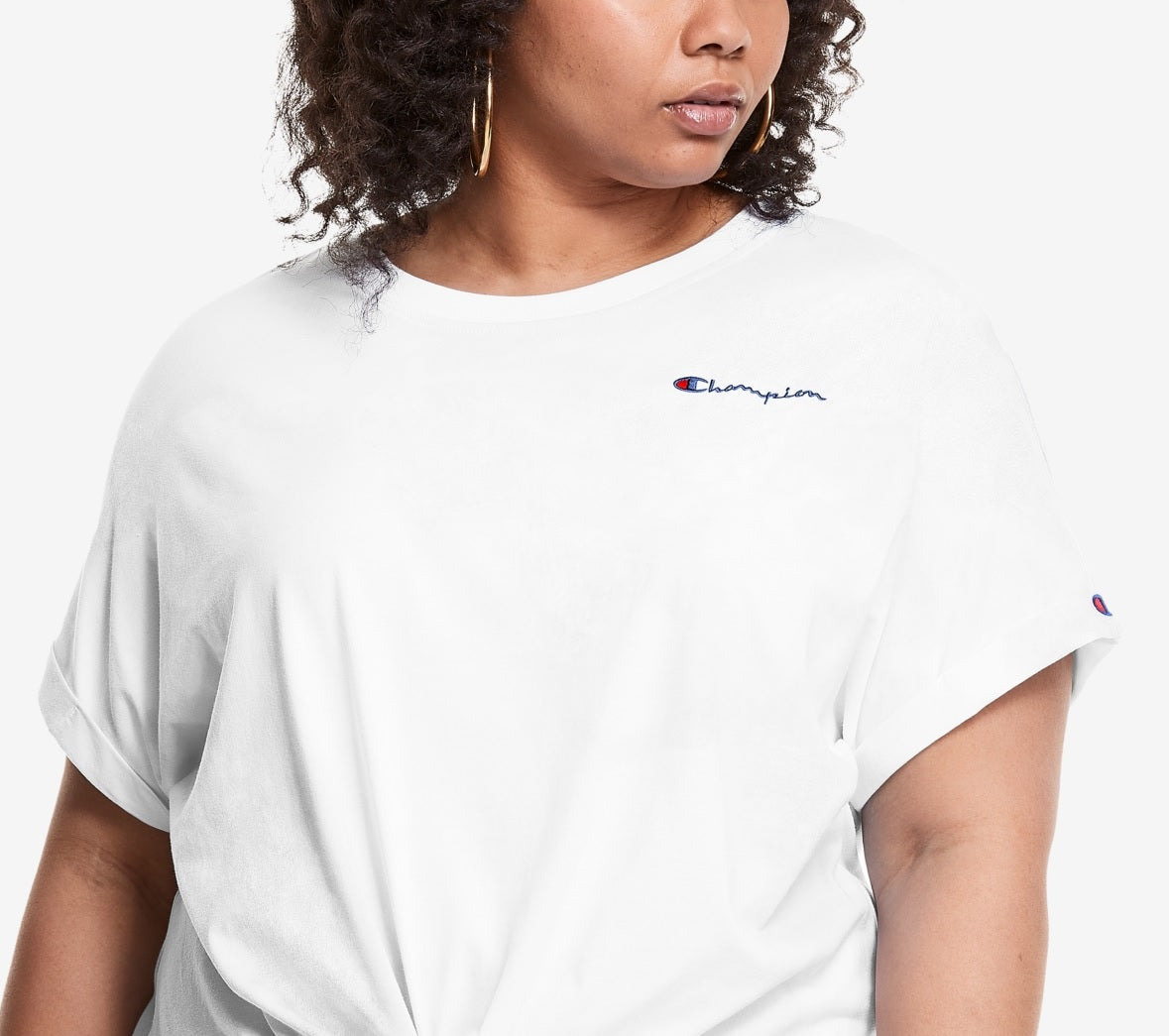 Champion Women's Tie Front T-Shirt White Size 3X