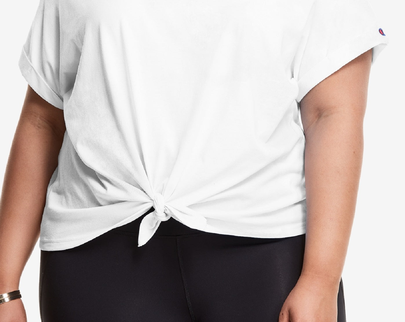 Champion Women's Tie Front T-Shirt White Size 3X