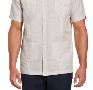 Cubavera Men's Embroidered Pintucked Guayabera Shirt White Size Large