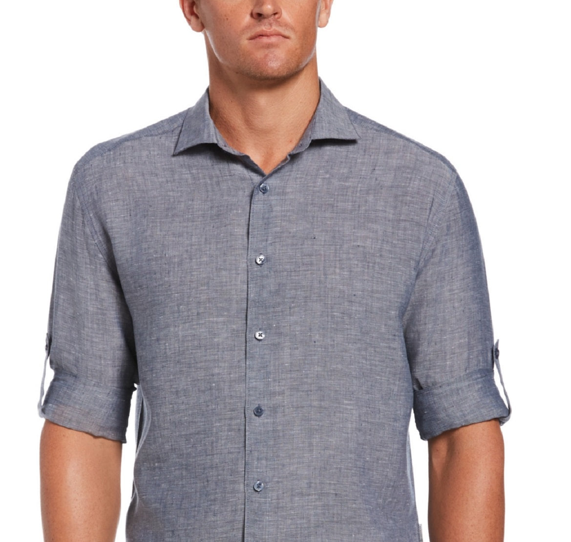 Cubavera Men's Travelselect Wrinkle Resistant Shirt Blue Size Small