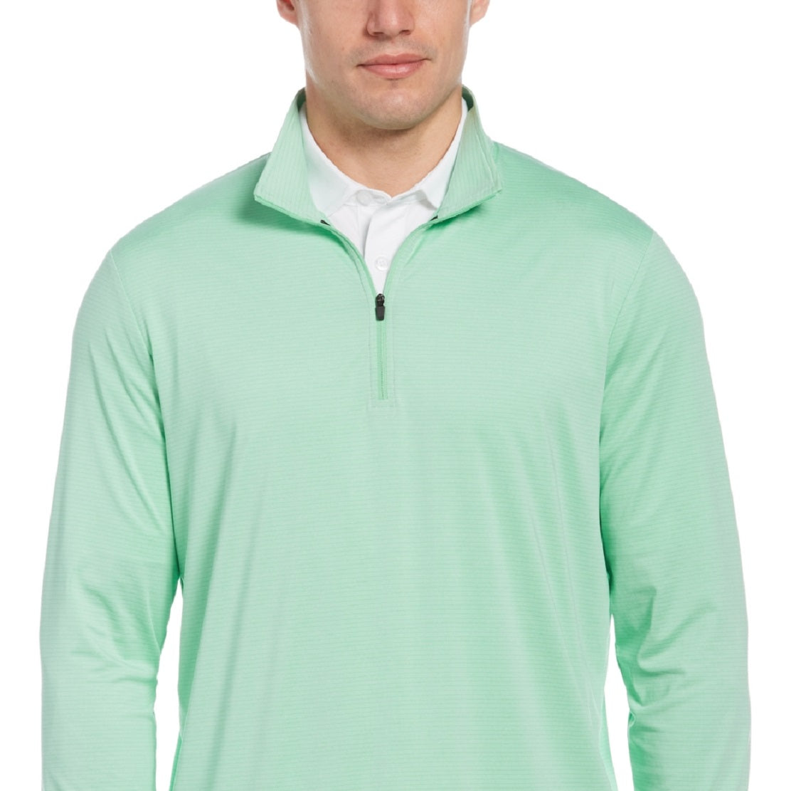 PGA Tour Men's Sun Shade Stretch Quarter Zip Golf Striped Pullover Green Size Large