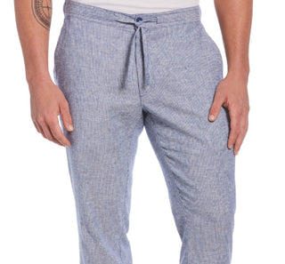 Cubavera Men's Pinstripe Drawstring Pants Blue Size Large