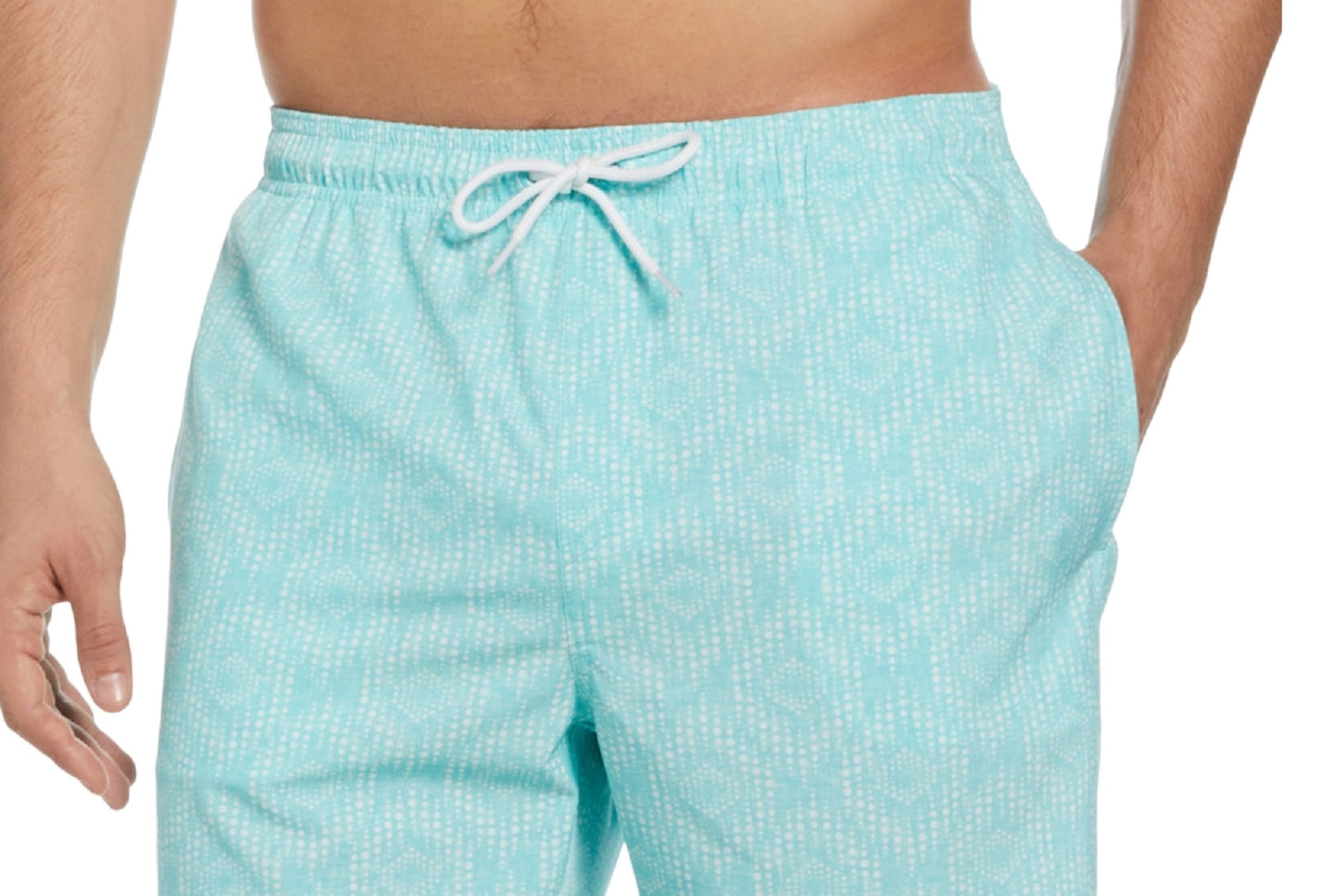 Cubavera Men's Stretch Geo Print 7 Swim Trunks Blue Size Large