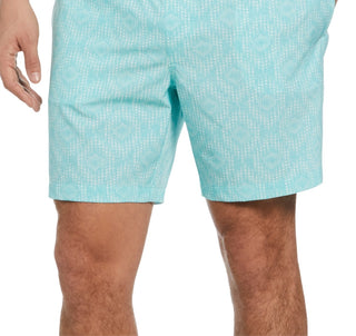 Cubavera Men's Stretch Geo Print 7 Swim Trunks Blue Size Large