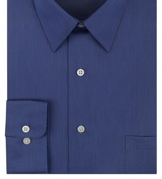 Arrow Men's Classic Fit No Iron Pocket Dress Shirt Blue Size 17 1/2