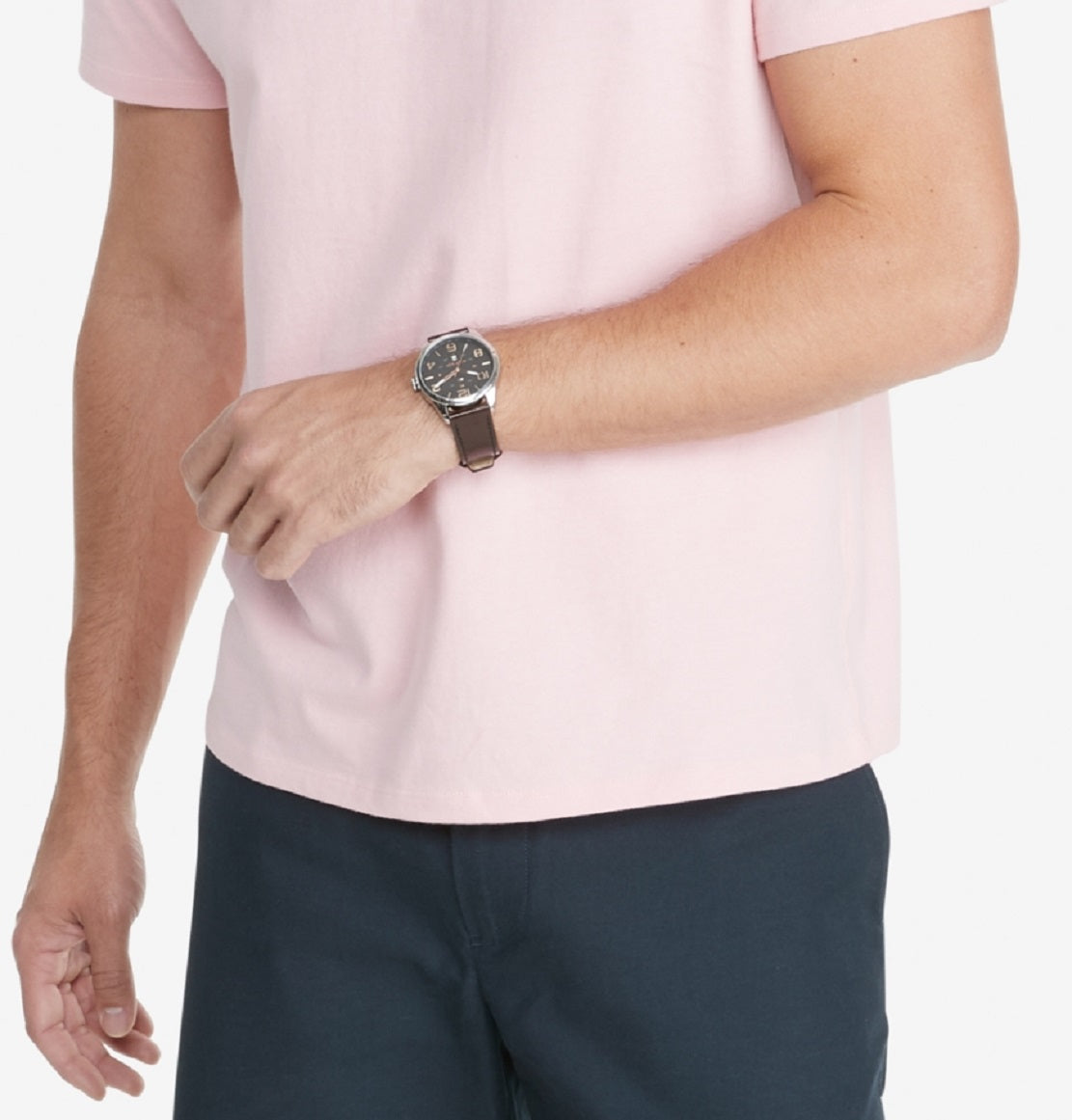 Tommy Hilfiger Men's Flag Stripe Short Sleeve TShirt Pink Size Large