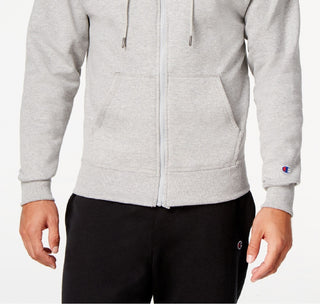 Champion Men's Powerblend Fleece Zip Hoodie Gray Size Small