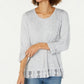 Style & Co Women's Layered-Look Roll-Tab Top Gray Size 2XL