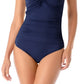 Anne Cole Women's Twist Front Ruched One Piece Swimsuit Blue