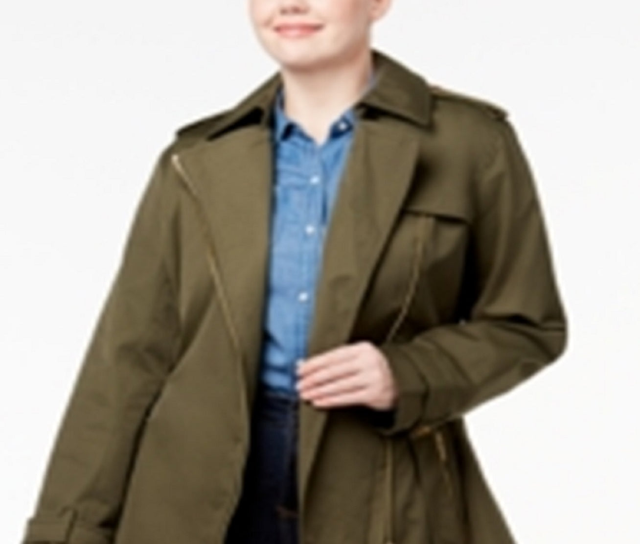 Michael Kors Women's Zip Trench Coat Green Size 3X