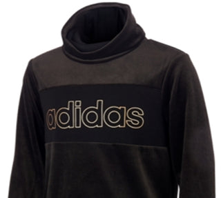 adidas Big Girl's Velour Funnel Neck Sweatshirt Black