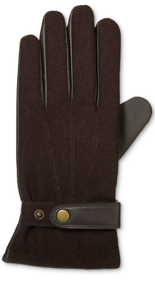 Isotoner Signature Men's Flannel & Leather Glove Brown Size X-Large