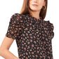 1.STATE Women's Ruched Floral Keyhole Top Yellow