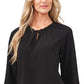 CeCe Women's Ruffle Detail Keyhole Blouse Black Size Large
