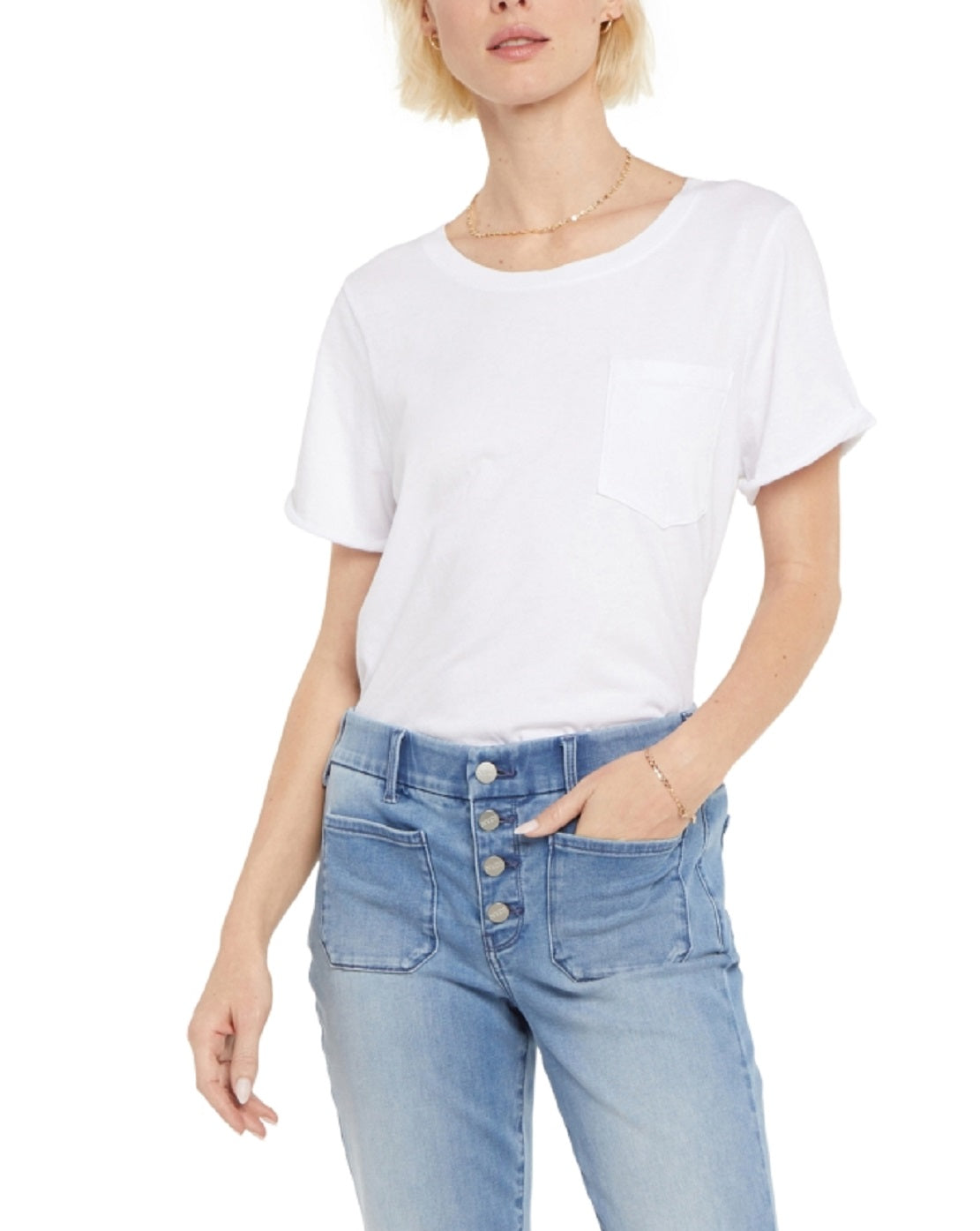 NYDJ Women's Marilyn Waist Match Ankle Straight Leg Jeans Blue Size Medium