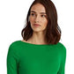 Ralph Lauren Women's Cotton Boatneck T-Shirt Green Size Large