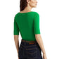 Ralph Lauren Women's Cotton Boatneck T-Shirt Green Size Large