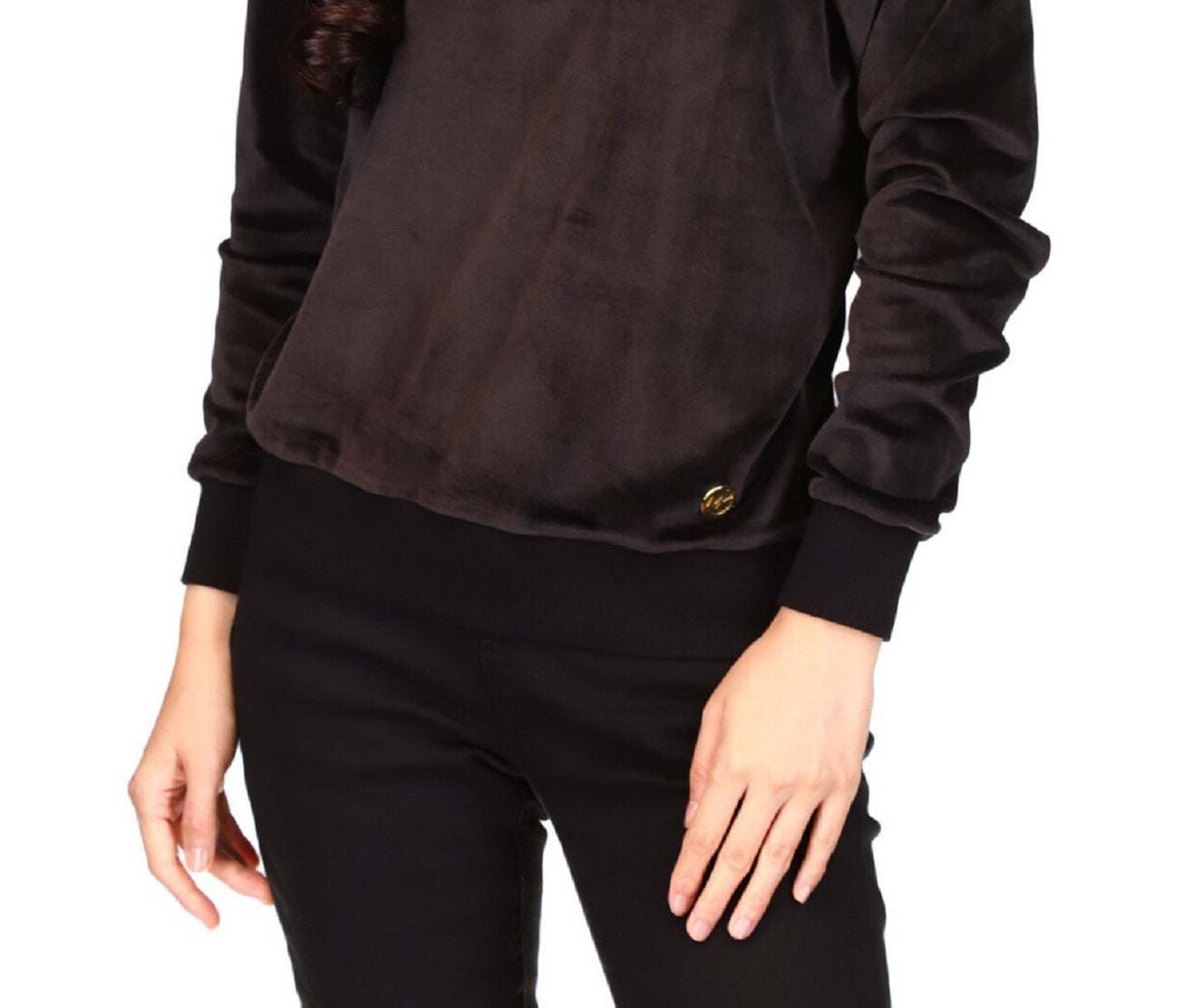 Michael Kors Women's Velour Off The Shoulder Top Black Size X-Small