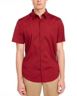Calvin Klein Men's Slim Fit Shorter Length Dress Shirt Red Size Large