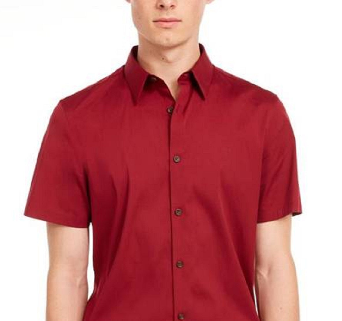 Calvin Klein Men's Slim Fit Shorter Length Dress Shirt Red Size Large