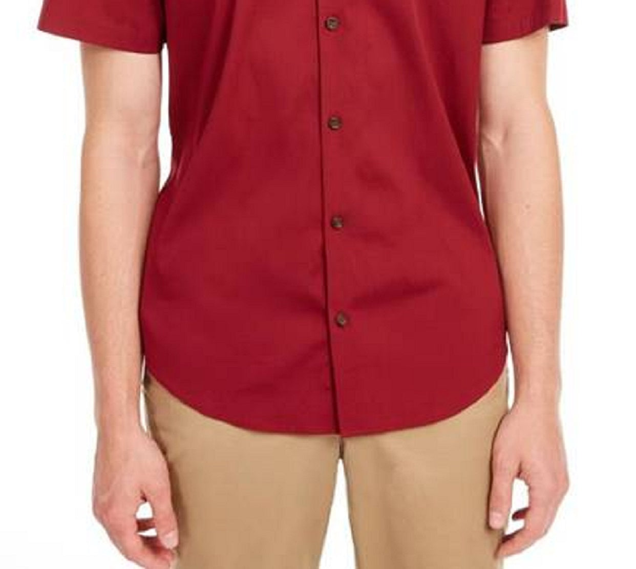 Calvin Klein Men's Slim Fit Shorter Length Dress Shirt Red Size Large