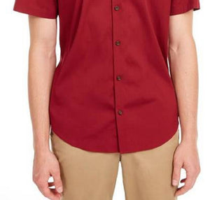 Calvin Klein Men's Slim Fit Shorter Length Dress Shirt Red Size Large