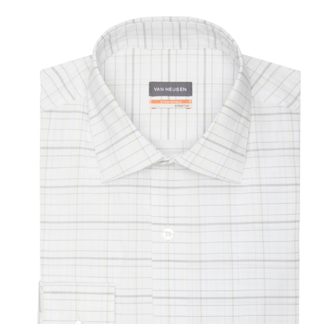 Van Heusen Men's Stain Shield Regular Fit Dress Shirt Yellow Size 17X34X35