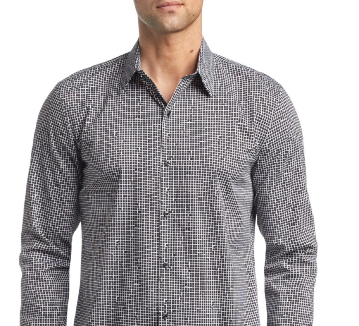 Calvin Klein Men's Extra Slim Fit Stretch Untucked Dress Shirt Black Size Medium