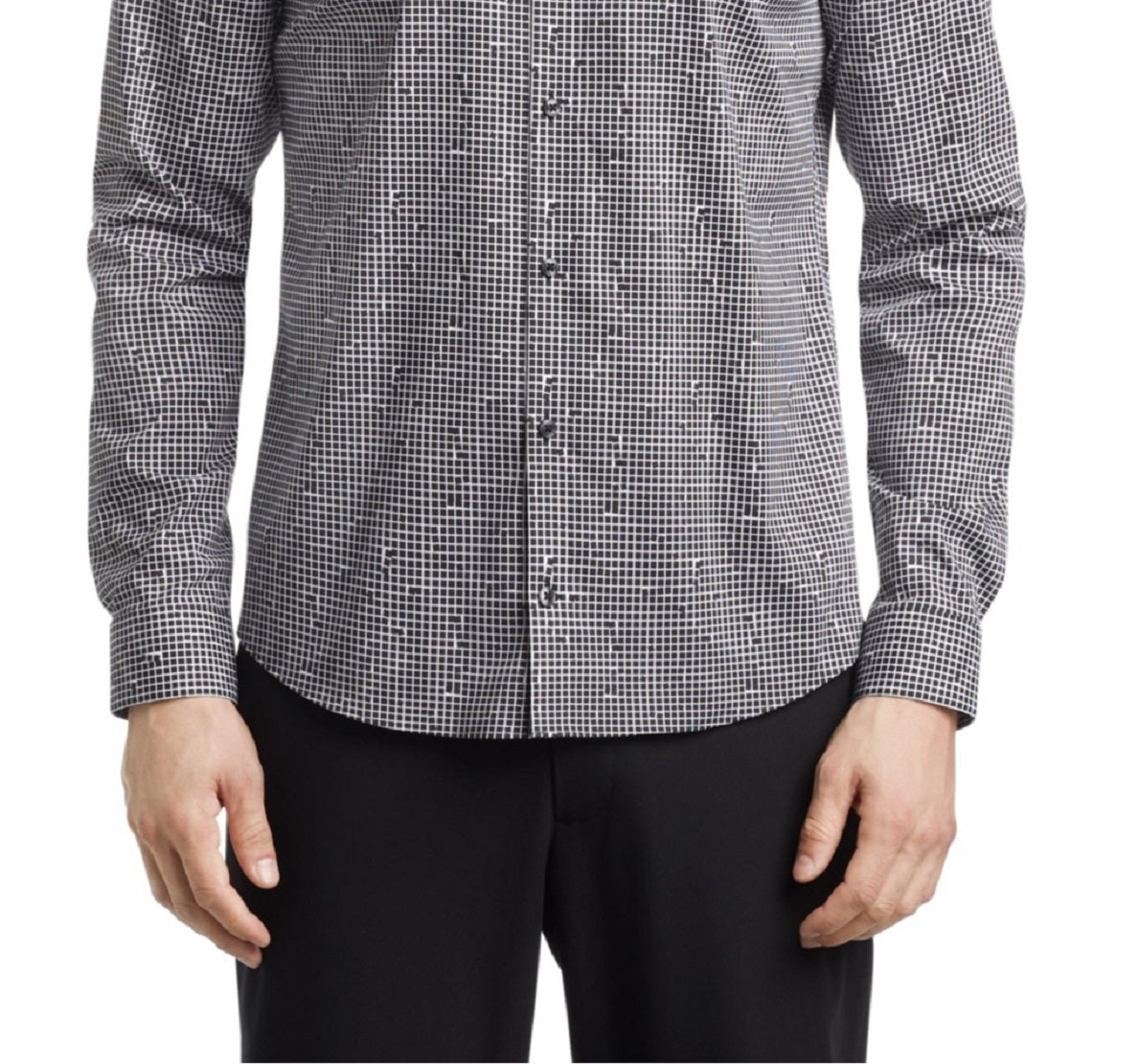 Calvin Klein Men's Extra Slim Fit Stretch Untucked Dress Shirt Black Size Medium