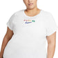 Nike Women's Dri Fit Rainbow Embroidered Logo T-Shirt White Size 2X