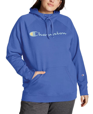 Champion Women's Powerblend Logo Hoodie Blue Size 3X