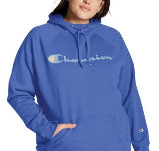 Champion Women's Powerblend Logo Hoodie Blue Size 3X