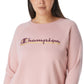 Champion Women's Plus Powerblend Logo Boyfriend Sweatshirt Pink Size 1X