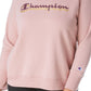 Champion Women's Plus Powerblend Logo Boyfriend Sweatshirt Pink Size 1X