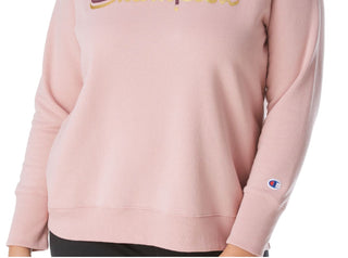 Champion Women's Cotton Blend Logo Graphic Sweatshirt Pink Size 3X