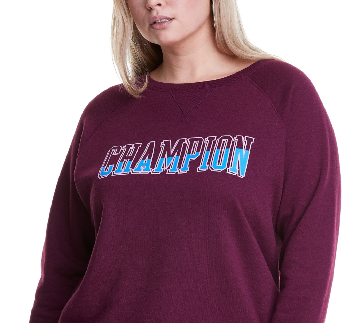 Champion Women's Logo Print Sweatshirt Purple Size 3X