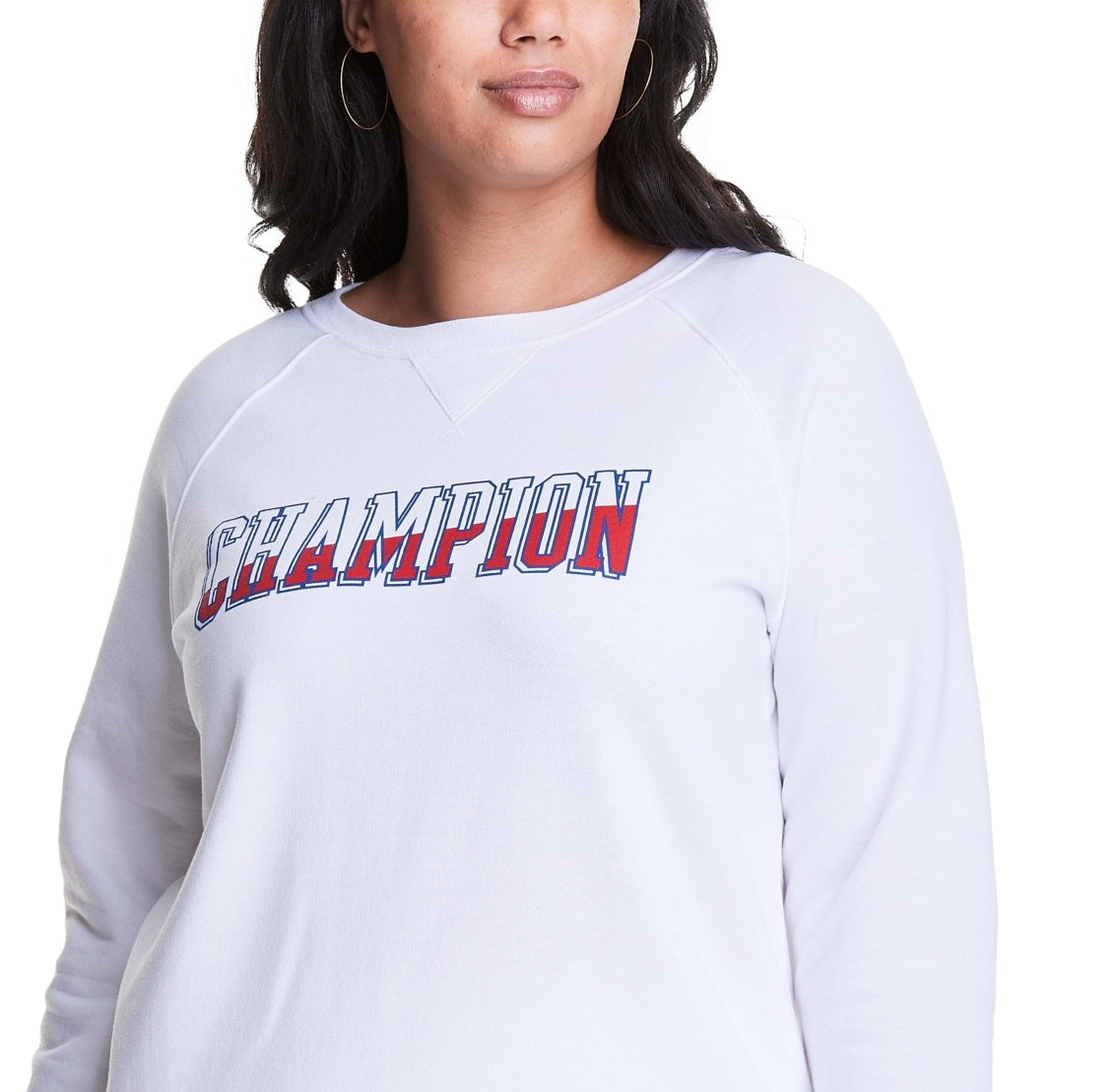 Champion Women's Logo Print Sweatshirt White Size 3X