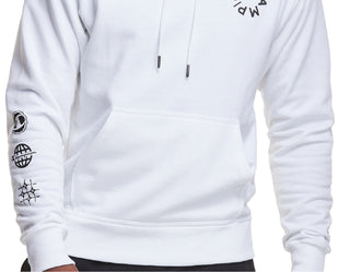 Champion Men's Powerblend Graphic Hoodie White Size Medium