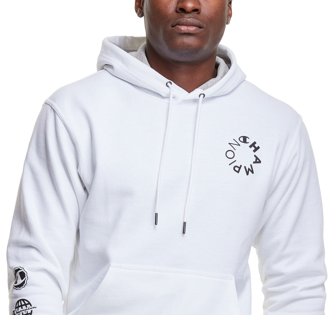 Champion Men's Powerblend Graphic Hoodie White Size Large