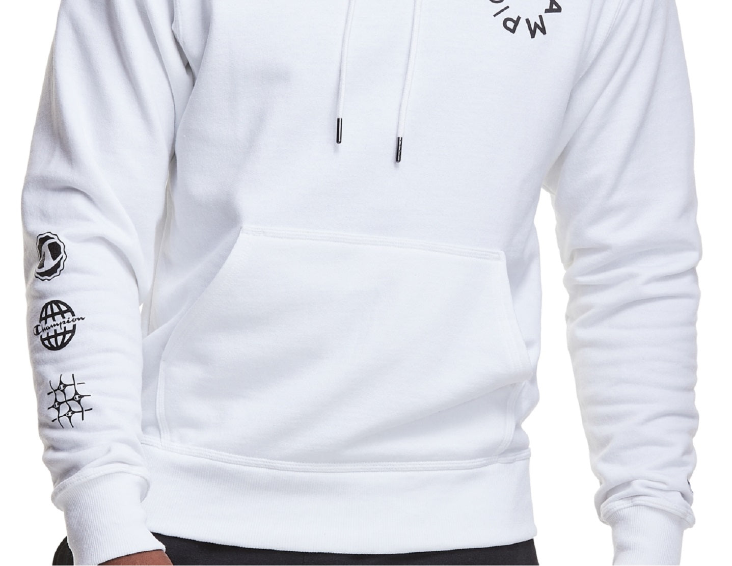 Champion Men's Powerblend Graphic Hoodie White Size Large