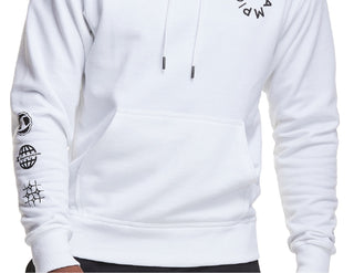 Champion Men's Powerblend Graphic Hoodie White Size Large