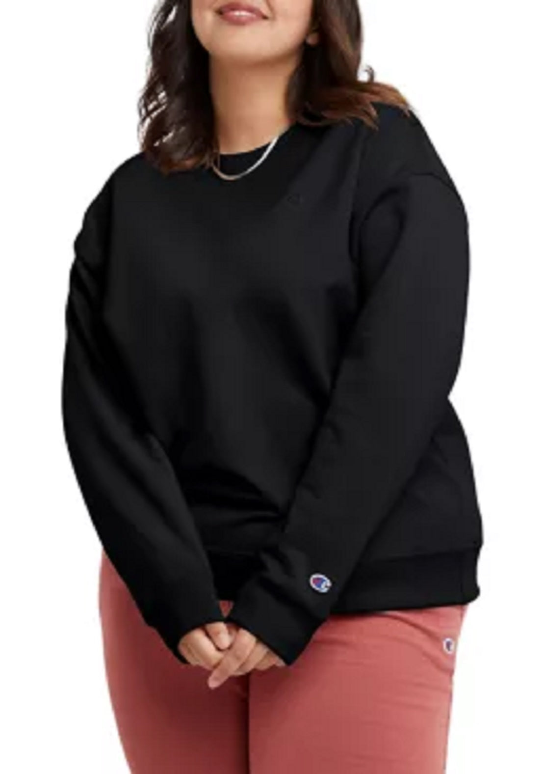 Champion Women's Power Blend Boyfriend Sweatshirt Black Size 1X