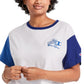 Champion Women's Colorblocked Cropped T-Shirt White Size XX-Large